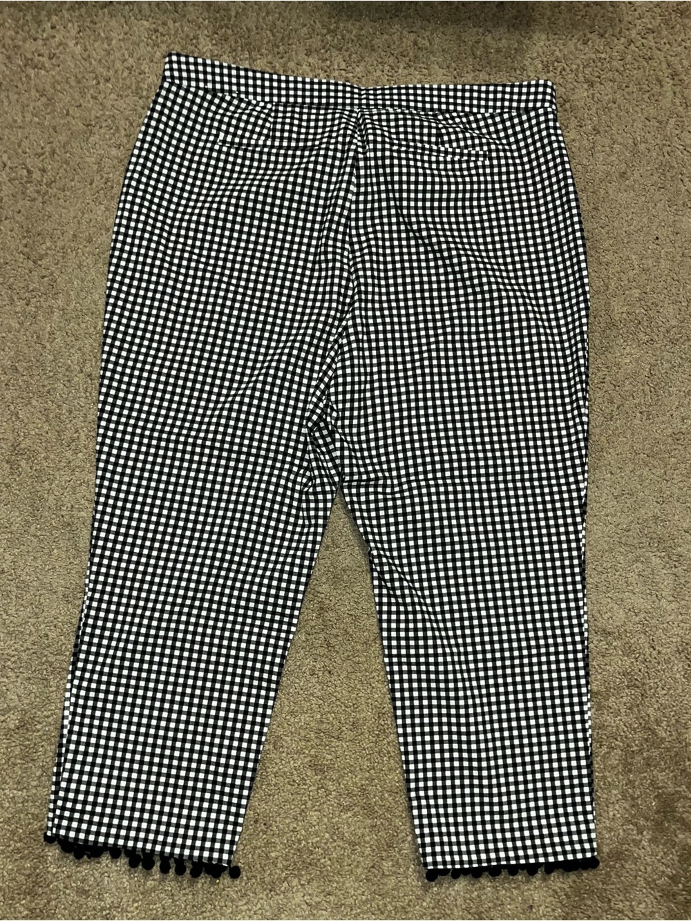 Roz & Ali Black and White Gingham Ankle Pants with Pom Trim - Picture 3 of 3